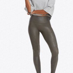 Spanx Black Faux Pleather Moto Leggings